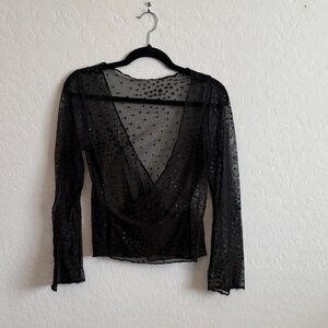 Black Sheer Sparkly Top Size Medium